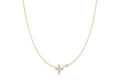  Starlit Drops - Link necklaces - Silver / 14kt GP - Zirconia - 45cm